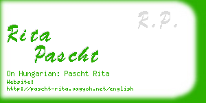 rita pascht business card